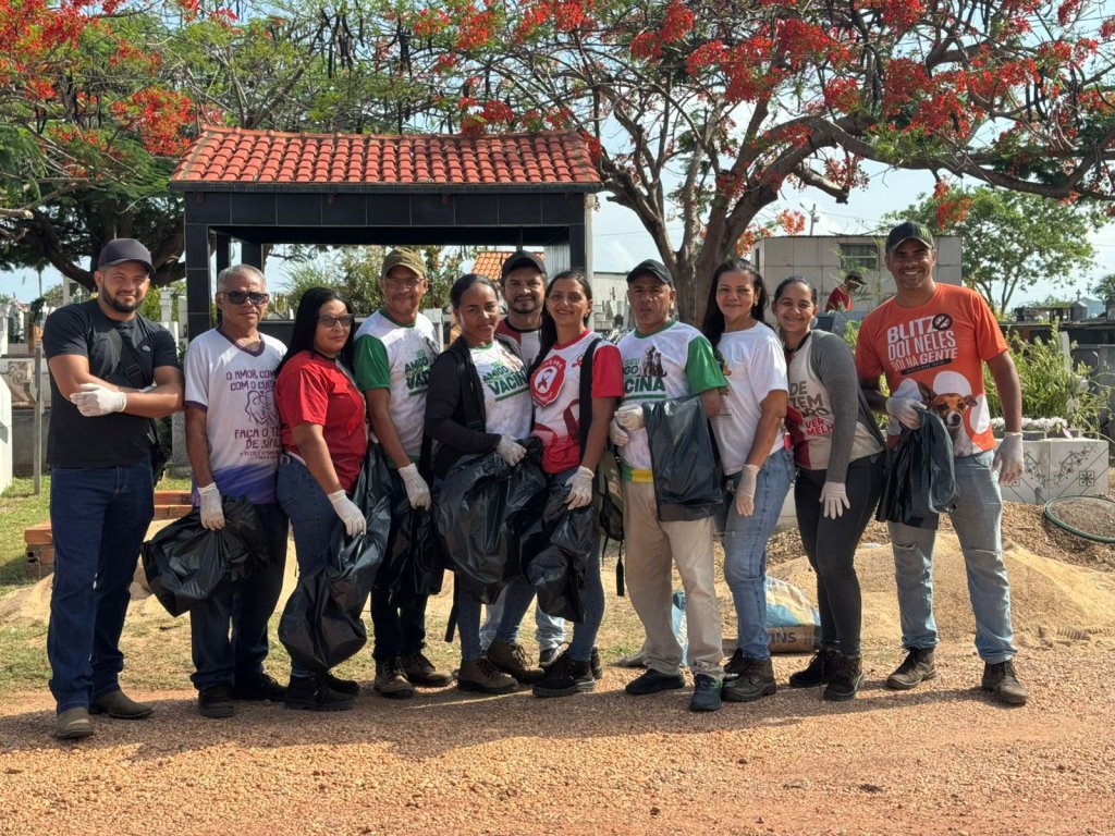 Mutirão de combate ao mosquito da dengue é realizado no Cemitério Municipal Jardim das Flores